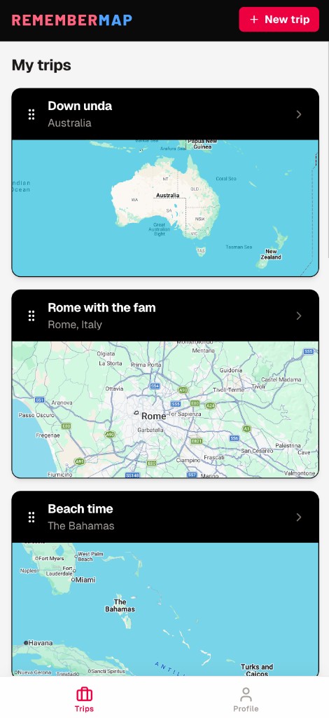 My trips list