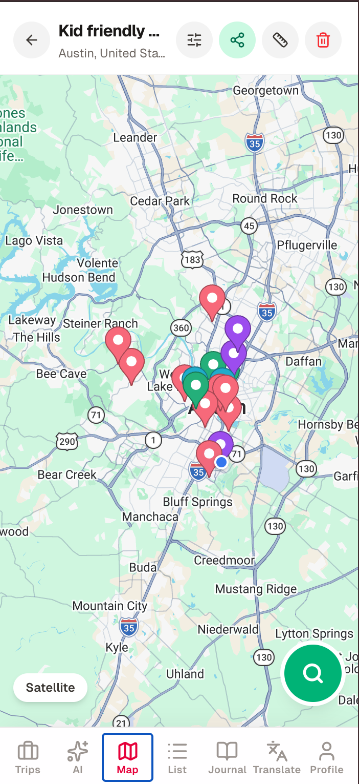 Interactive map with pins